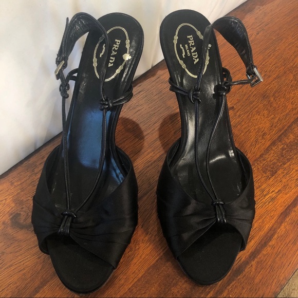 Prada Leather Slingback Satin Heels - Picture 8 of 8
